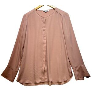 Rose+Olive Womens Career Office Shirt Blouse  Lightweight Size L Elegant Pink